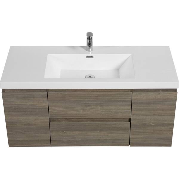 Dimakai 46.93 in. W Single Sink Wall-Mounted Ash Gray Bath Vanity