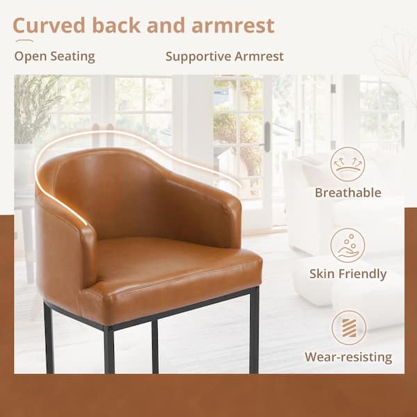 LUE BONA Crystal Yellowish-Brown 26 in.Counter Height Fabric
