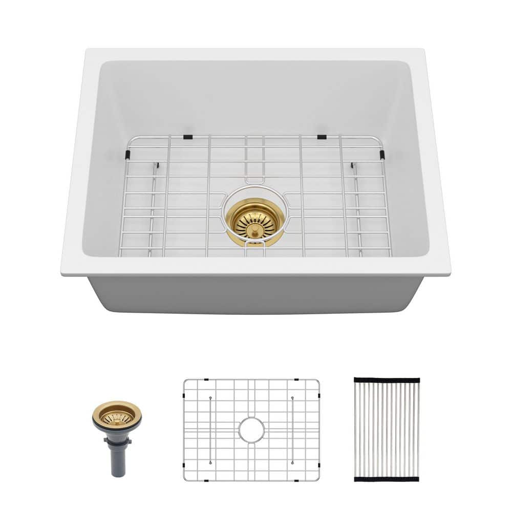 22 in. Undermount Sink Quartz/Granite Composite Single Bowl Kitchen Sink in White price history on PriceWatchPro