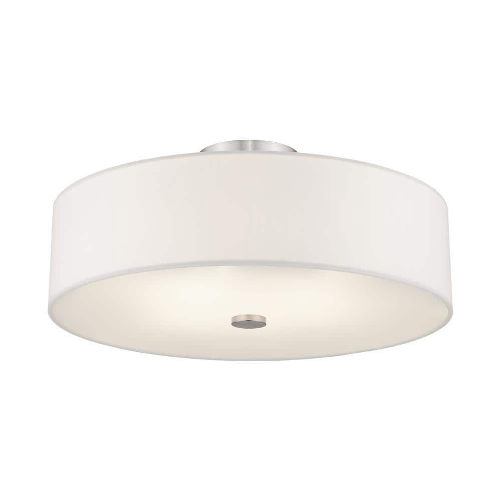 Brushed Nickel 4-Light Semi-Flush Drum Ceiling Fixture