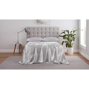 Ultimate Satin Luxury 3-Piece Grey Solid Polyester Satin Twin XL Sheet Set