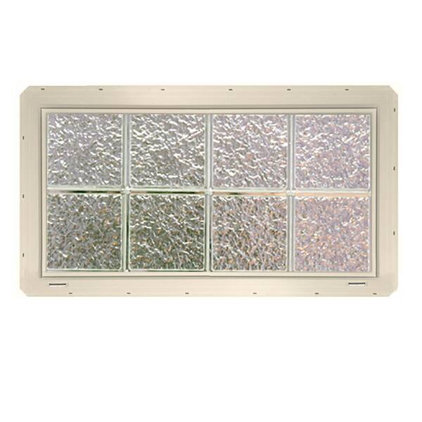 CrystaLok 31.75 in. x 16.75 in. x 3.25 in. Ice Pattern Glass Block Window with Almond Colored Vinyl Nailing Fin