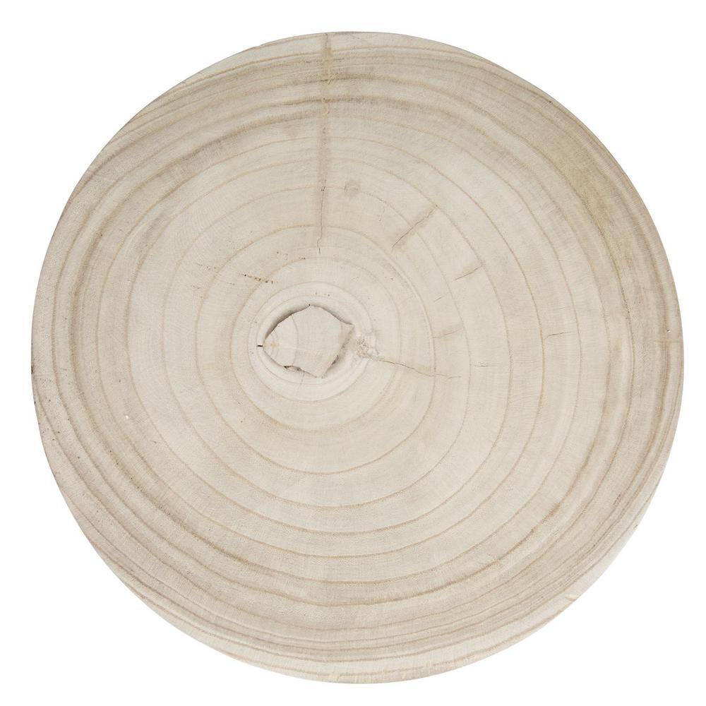 Natural Brown Paulownia Wood Carved Backless Stool