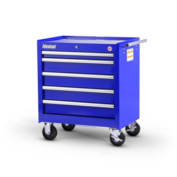 International Tech Series 27 in. 5-Drawer Roller Cabinet Tool Chest in Blue