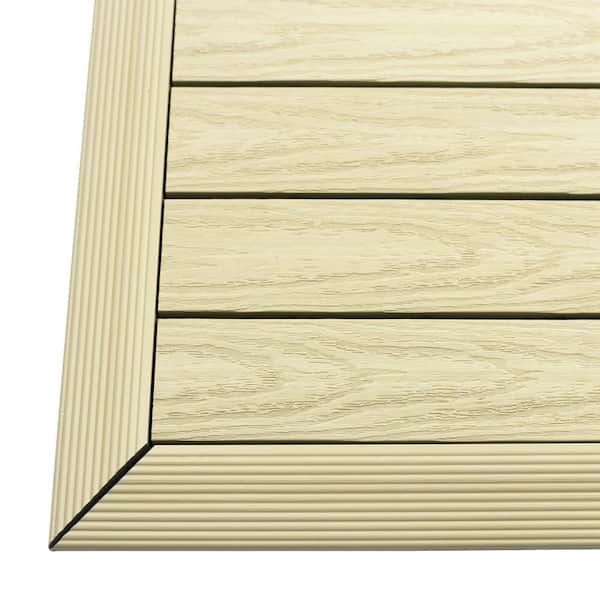 NewTechWood 1/6 ft. x 1 ft. Quick Deck Composite Deck Tile Outside Corner Fascia in Sahara Sand (2-Pieces/Box)
