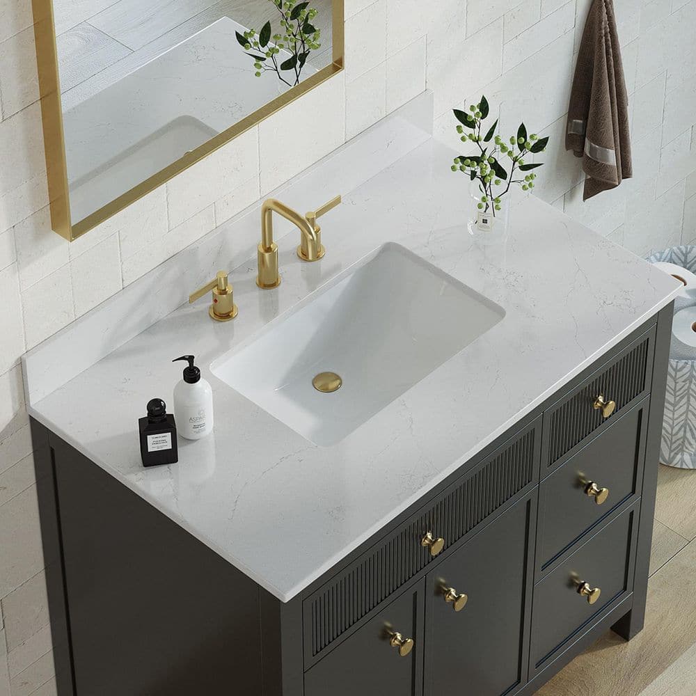 Bianco Bella 37" White Quartz Undermount Single Sink Vanity Top