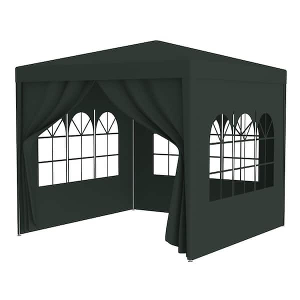 Beautiful 10 ft. x 10 ft. Green Steel Wedding Canopy Tent, Party Tent with 4 Removable Sidewalls, Zipper Door, 3 Windows