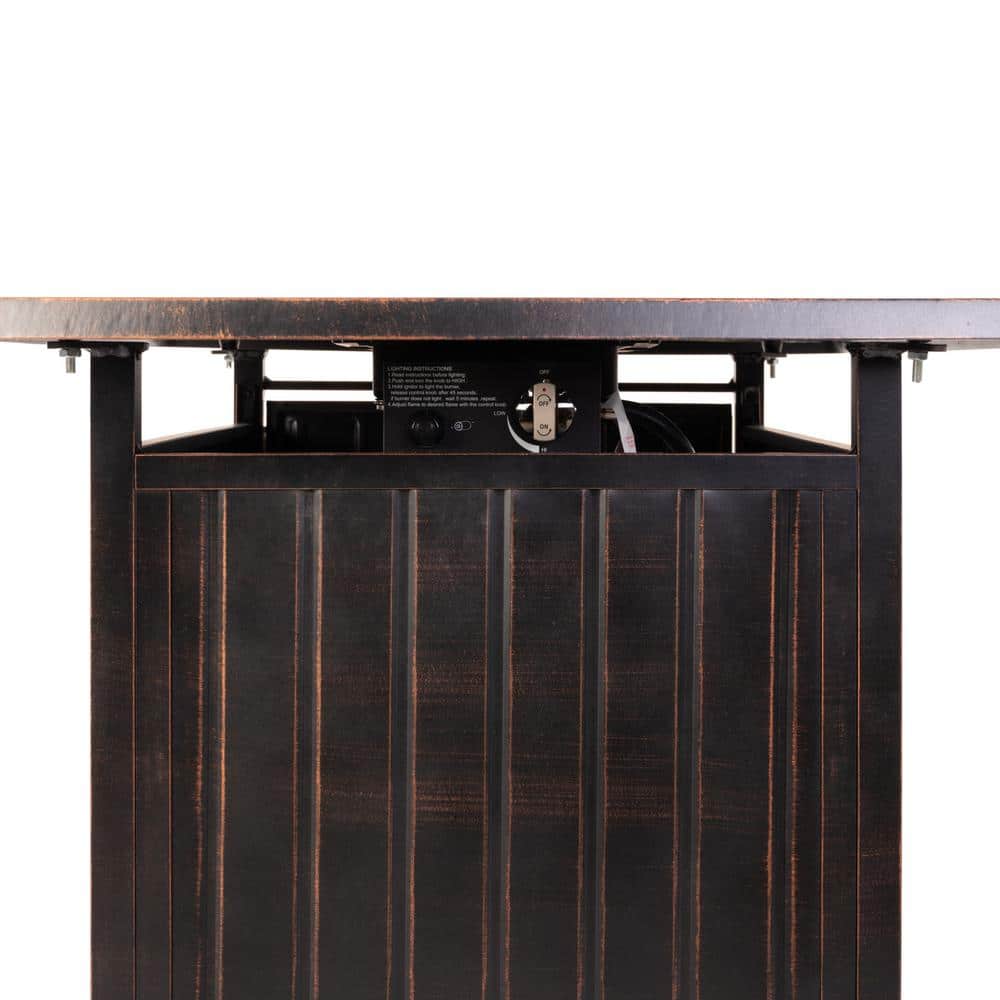 Bravos Antique Bronze Rectangular Aluminum Gas Fire Pit Table