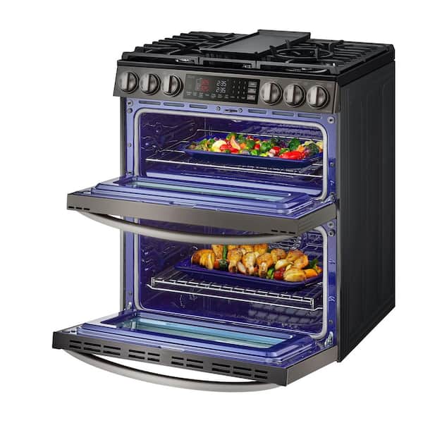 LG 6.9 cu. ft. Gas Double Oven Range with ProBake Convection 30 Stainless  Steel - Office Depot