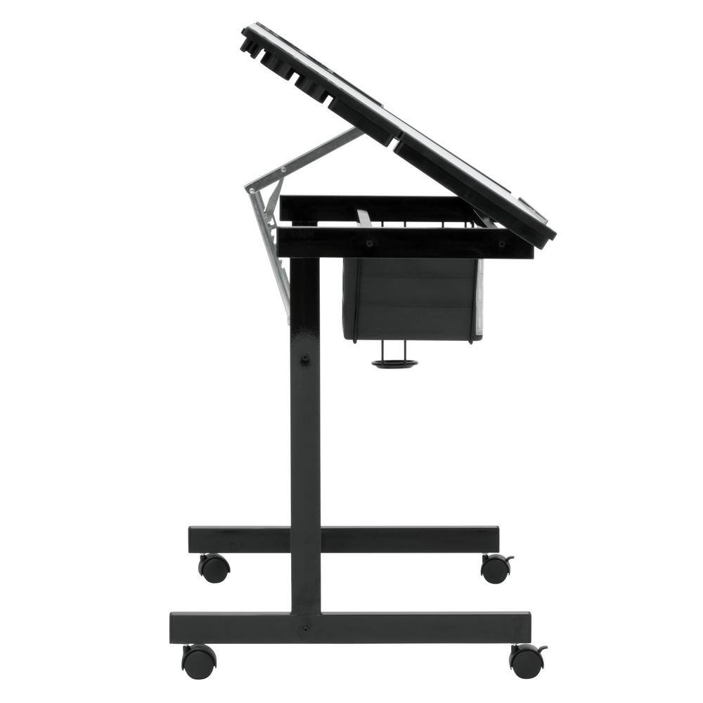 Adjustable Black and White Craft Station with Drawers