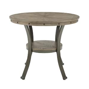 Franklin Rustic Umber with Pewter Metal 42 in. Round Pub Table