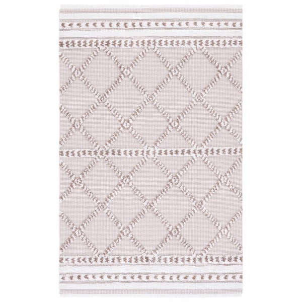 SAFAVIEH Augustine Ivory/Beige 5 ft. x 8 ft. Braided Diamonds Area Rug