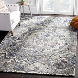Marquee Gray/Multi 4 ft. x 4 ft. Floral Oriental Square Area Rug