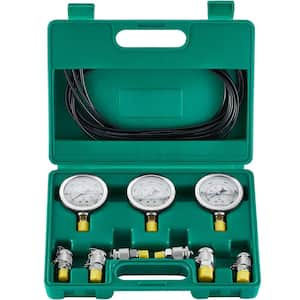 Hydraulic Pressure Test Kit, 250/400/600 bar, 3 Gauges 6 Test Couplings 3 Test Hoses, Excavator Hydraulic Test Gauge Set