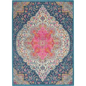 Passion Multicolor 5 ft. x 7 ft. Persian Medallion Transitional Area Rug