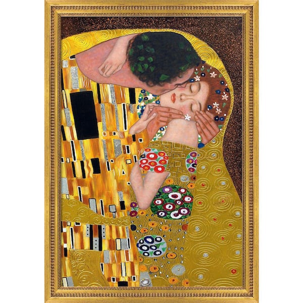 LA PASTICHE The Kiss (Luxury Line) by Gustav Klimt Versailles Gold Queen Framed People Oil Painting Art Print 29 in. x 41 in.