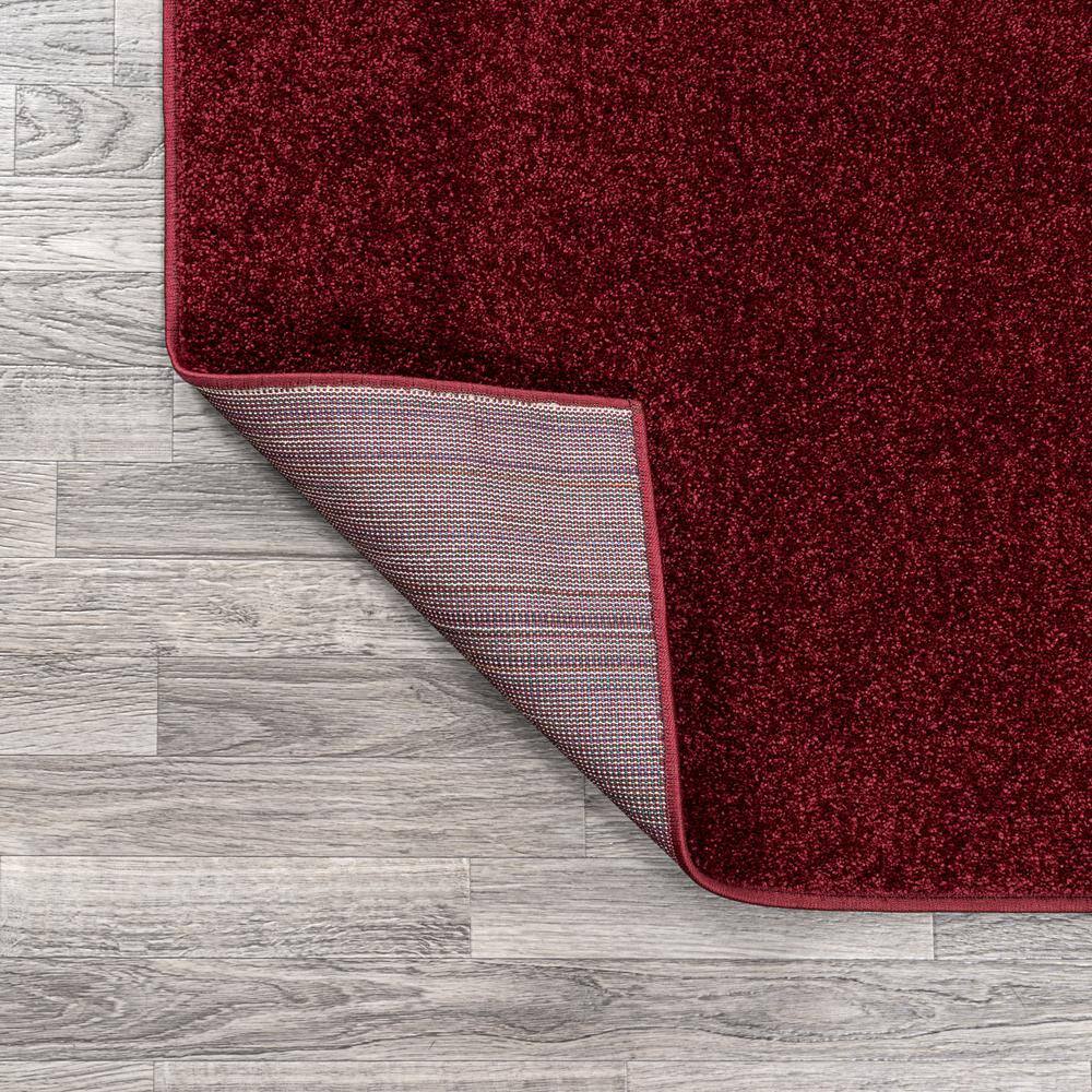 6' Square Dark Red Synthetic Low-Pile Area Rug