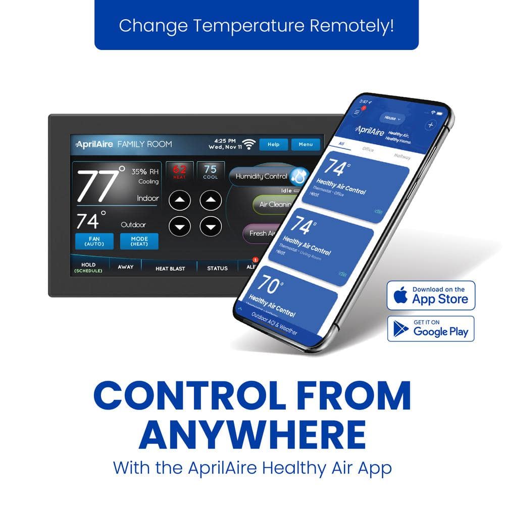 Black Rectangular Wi-Fi Programmable Touchscreen Thermostat