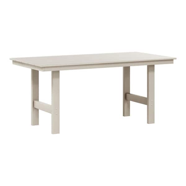WESTIN OUTDOOR Shoreside Plastic All-Weather 66" x 34" Rectangular Outdoor Patio Dining Table, Sand