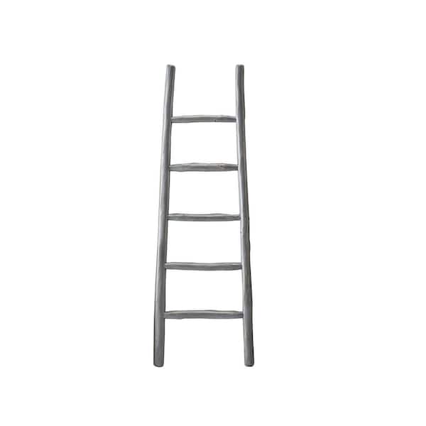 Progressive Furniture 65 in. August Gray Wood 5-shelf Ladder Bookcase with Open Back