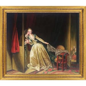 The Stolen Kiss by Jean-Honore Fragonard Versailles Gold Queen Framed People Oil Painting Art Print 25 in. x 29 in.
