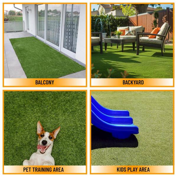 Ottomanson Pet Training Easy Clean 3 ft. x 5 ft. Indoor/Outdoor Green Reusable Training Artificial Grass Pad, Runner Rug