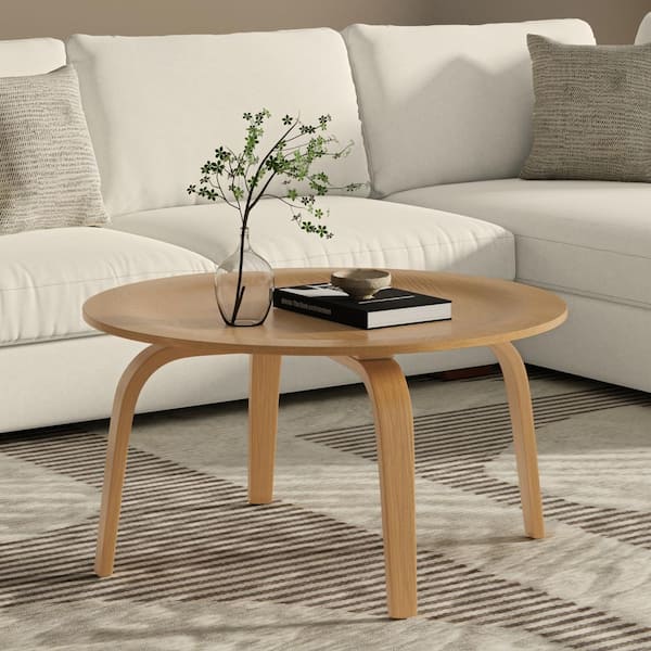 Simpli Home Payton 34 in. Wide Round Contemporary Wood Coffee Table in Natural