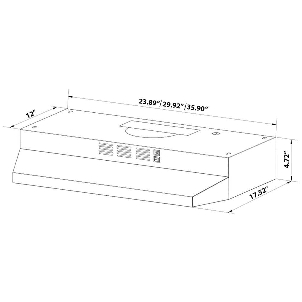 30-Inch White Convertible Stainless Steel Under Cabinet Range Hood