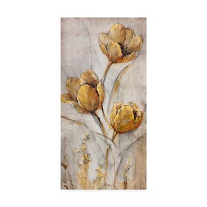 Tim Otoole 'Golden Poppies on Taupe I' Canvas Unframed Photography Wall Art 12 in. W. x 24 in