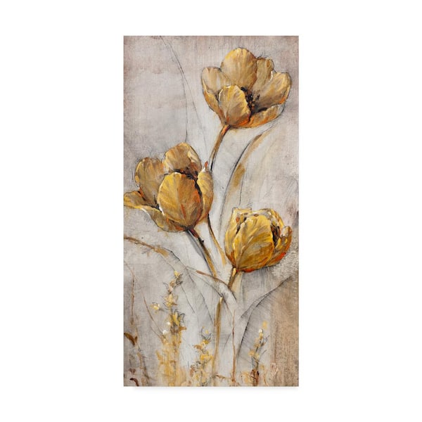 Trademark Fine Art Tim Otoole 'Golden Poppies on Taupe I' Canvas Unframed Photography Wall Art 12 in. W. x 24 in