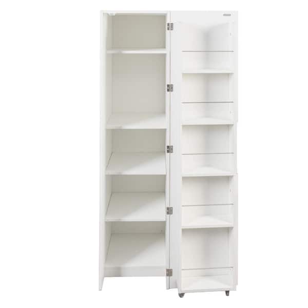 White 69 in. H Kitchen Pantry Cabinet Freestanding Buffet Cupboards Sideboard w/Door Shelves Side Racks Storage Cabinet