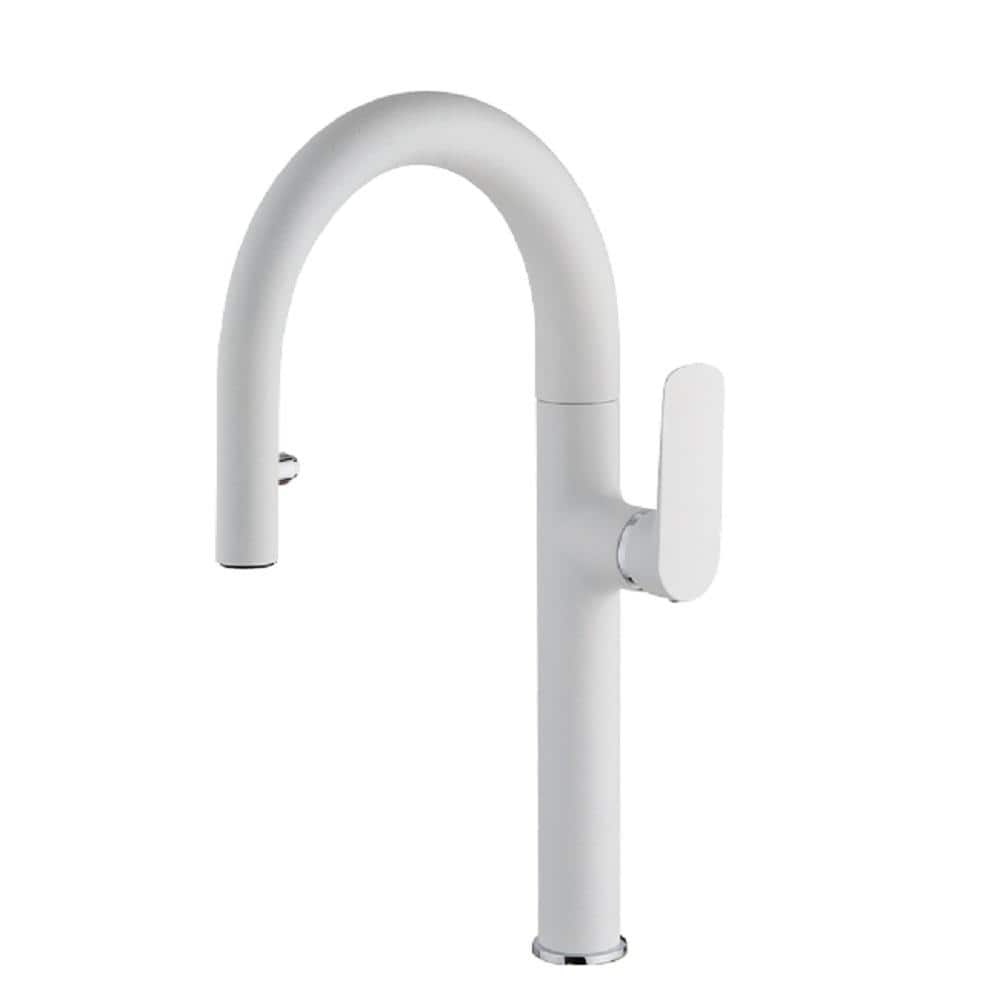 Nove Single Handle Pull Down Sprayer Kitchen Faucet in White Metallic price history on PriceWatchPro