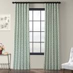 Martinique Aqua Blue Room Darkening Printed Cotton Curtain - 50 in. W x 120 in. L (1 Panel)
