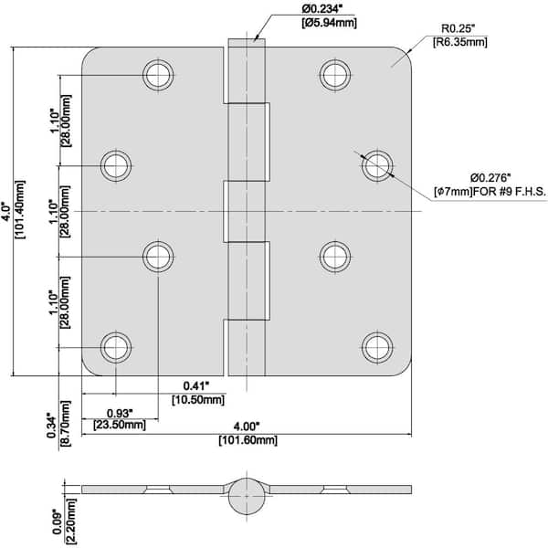 Everbilt 4 in. x 1/4 in. Radius Satin Nickel Squeak-Free