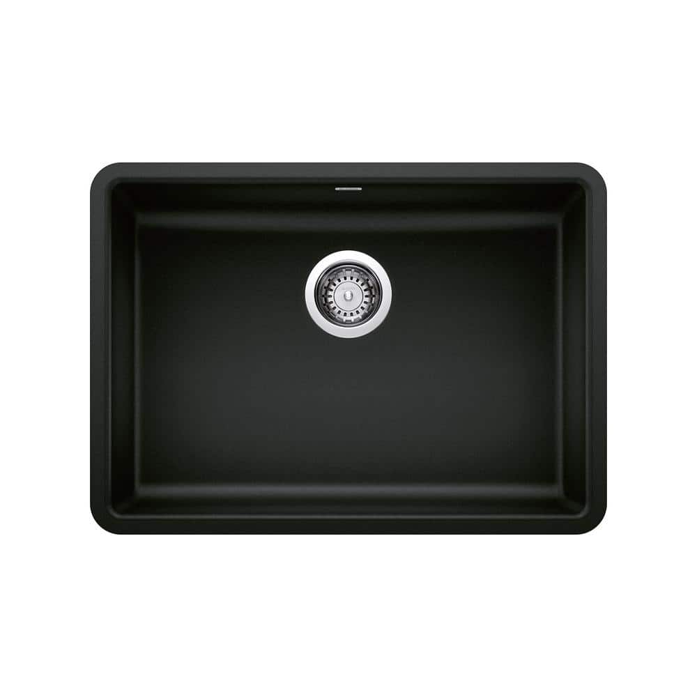 Precis Coal Black Granite Composite 25 in. Single Bowl Undermount Kitchen S