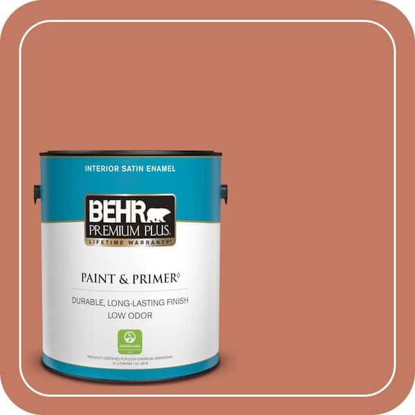 BEHR PREMIUM PLUS 1 gal. #MQ1-26 Pinata Satin Enamel Low Odor Interior Paint & Primer