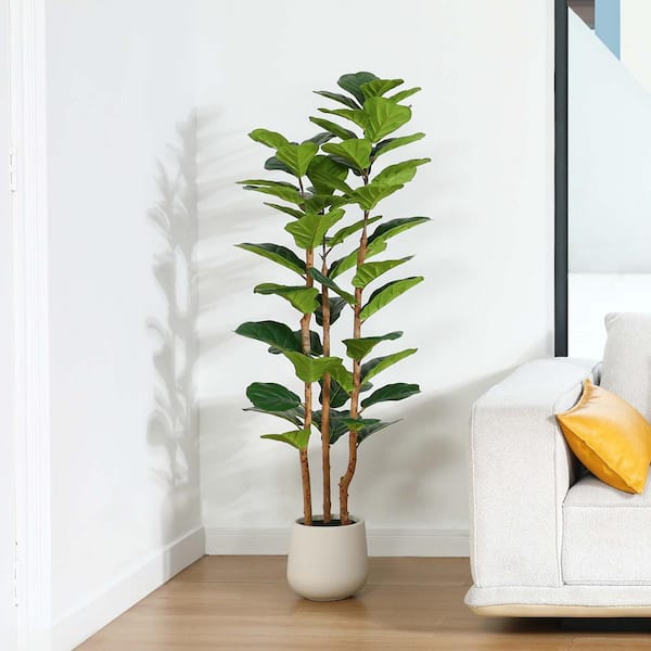 DR.Planzen 5 ft. Artificial Fiddle Leaf Fig Tree with Realistic