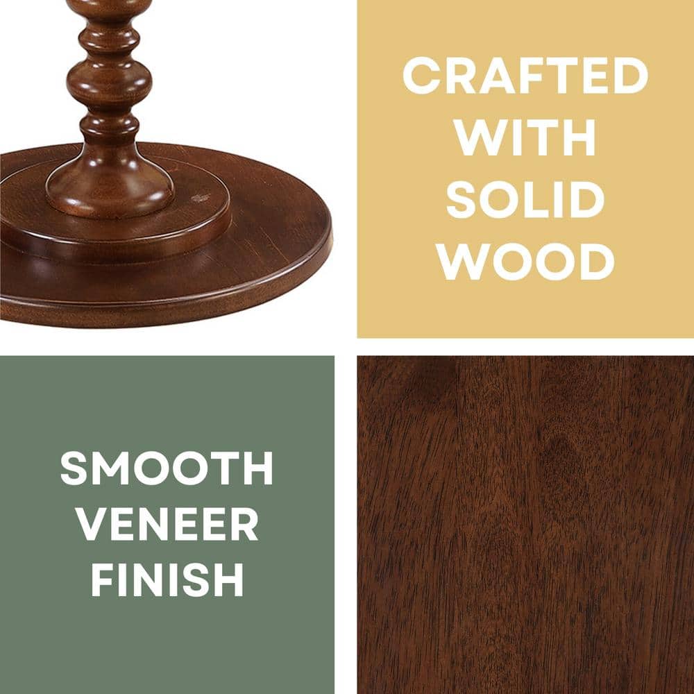 Espresso Round Wood Spindle Base Side Table