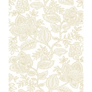 Delicate Floral Trail Pink/Green on White Matte Finish Non-Woven