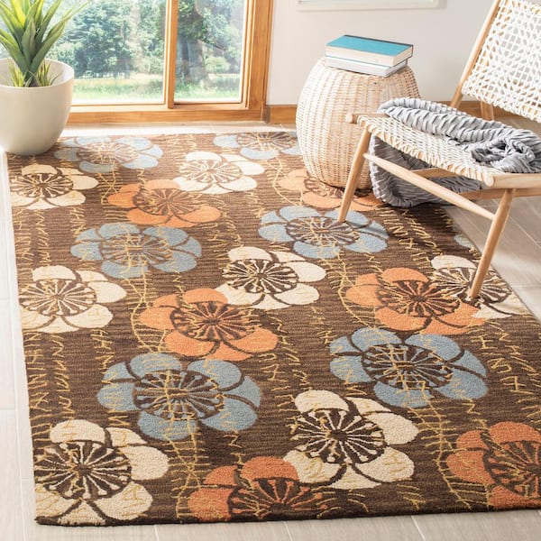 Blossom 8 ft. x 10 ft. Brown/Multi Floral Stripe Area Rug