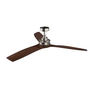 Ried 56 in. Indoor/Outdoor Brushed Nickel Downrod Mount Ceiling Fan with Wall Control Included for Covered Patios