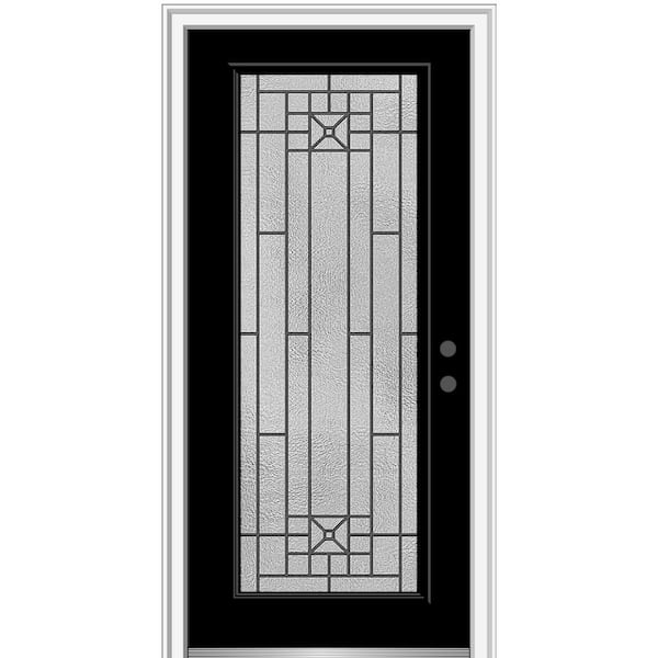 MMI Door 36 in. x 80 in. Courtyard Left-Hand Full Lite Decorative Painted Fiberglass Smooth Prehung Front Door, 4-9/16 in. Frame