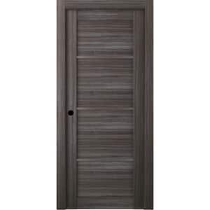 18 in. x 80 in. Nika Gray Oak Finished Right-Hand Solid Core Composite 7-Lite Frosted Glass Single Prehung Interior Door