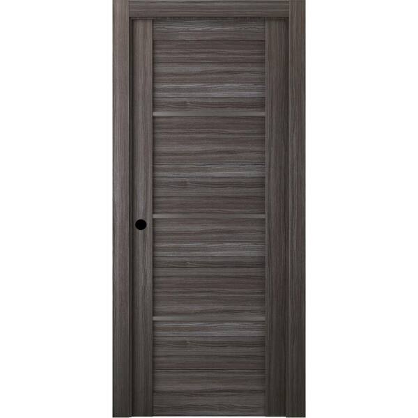 Belldinni 24 in. x 80 in. Nika Gray Oak Finished Right-Hand Solid Core Composite 7-Lite Frosted Glass Single Prehung Interior Door
