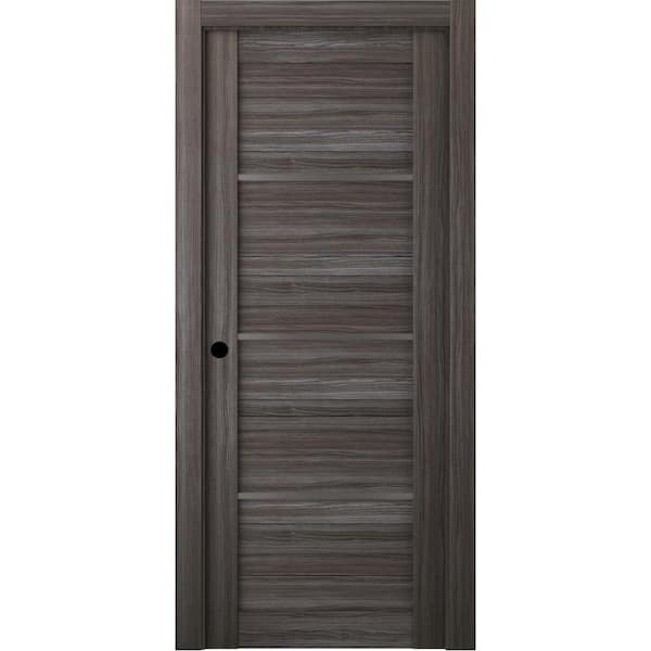 Belldinni 30 in. x 80 in. Nika Gray Oak Finished Right-Hand Solid Core Composite 7-Lite Frosted Glass Single Prehung Interior Door