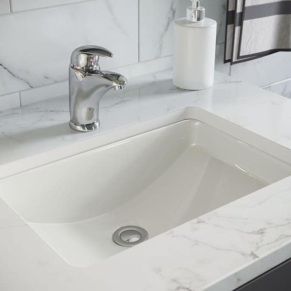 Mr Direct 20 3 4 In Undermount Bathroom Sink Bisque With White Sinklink And Pop Up Drain Chrome U1913b Slw C - Integrated Bathroom Sink Vs Undermount Kitchen