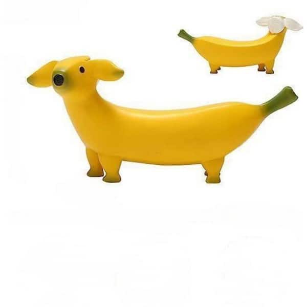 Cubilan Cute Banana Dog Garden Statues Figurines Ornaments, Creative Resin Garden Gnomes Funny Dog Statues