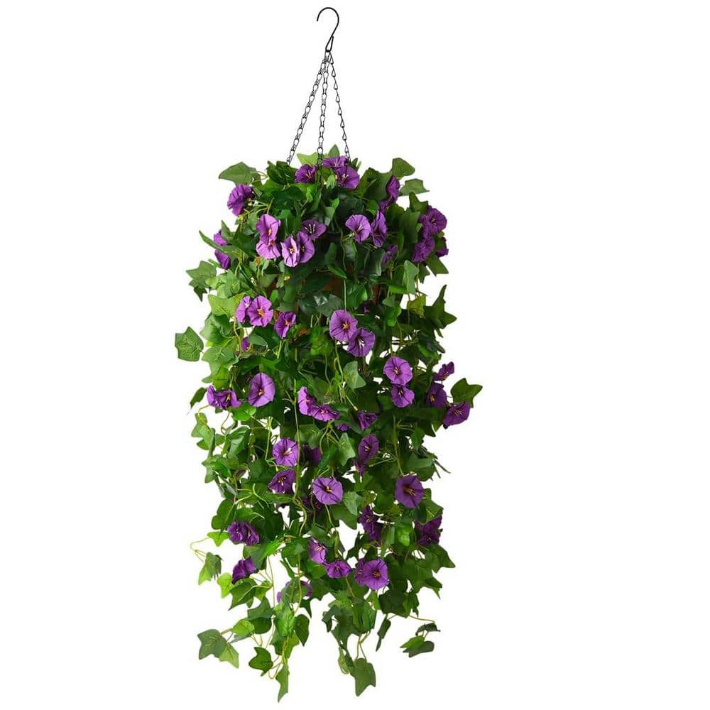 43 .3 in H. Purple Artificial Silk Morning Glory Vines Hanging Flower with 