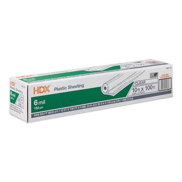10 ft. x 100 ft. Clear 6 mil. Plastic Sheeting