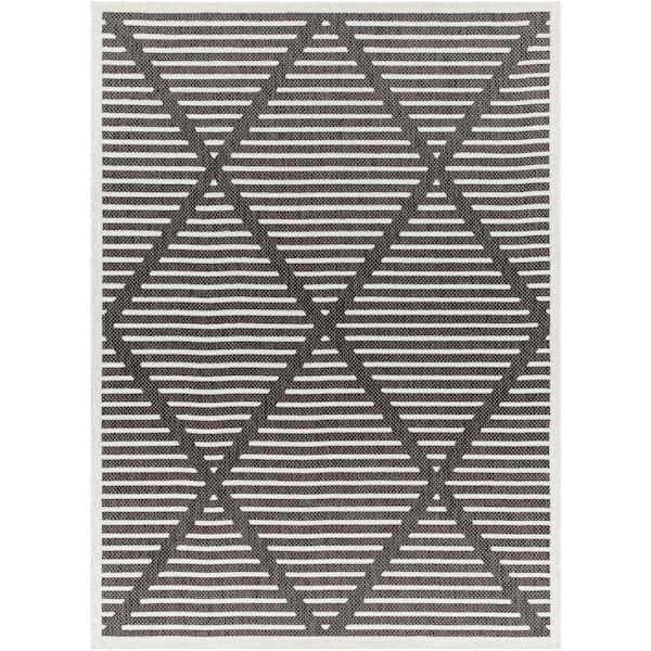Livabliss San Charcoal Bohemian 5 ft. x 7 ft. Indoor/Outdoor Area Rug